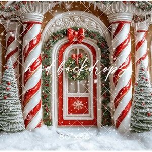 Christmas Gingerbread House Holiday Door Photo Backdrop